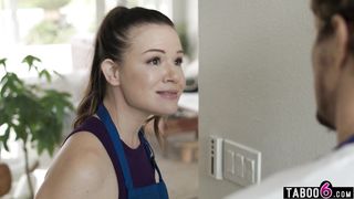 Married latina maid cheats with wealthy homeowner with husband right there