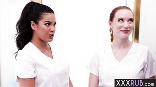 Latina teen and hot MILF sucked dick after guy enjoyed hot body massage