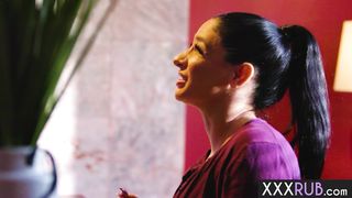 Client enjoyed perfect double blowjob by busty MILF and horny big ass Latin