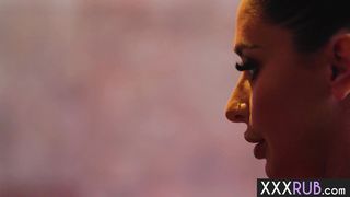 Client enjoyed perfect double blowjob by busty MILF and horny big ass Latin