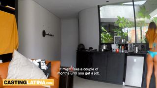 Petite amateur latina Galena shows her skills on the producers big dick