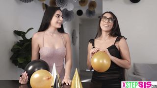 Latina stepsister Angel Gostosa and BFF Madison Wilde nude year party