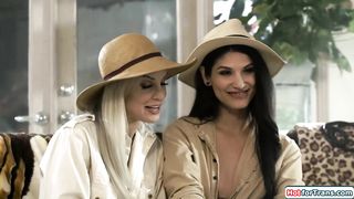 Busty milf Kenzie Taylor rides latin shemale bff Zariah Aura