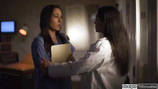 Latina doctor seduces nurse to comply to stay out of trouble