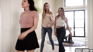 Horny lesbians Haley Reed and sexy Anna Claire Clouds fucks hot new friend
