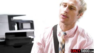 Wet librarian fucks big cock principal after he caught her masturbating