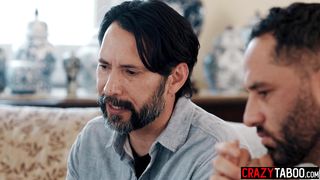 Two teens got distracted by two big cocks and stepdads banged sexy teens