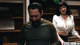 Desperate big tits MILF Little Puck drops on her knees and gave a blowjob