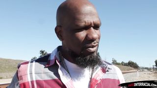 Petite Bianca Bangs fits a big black cock in her tight pussy