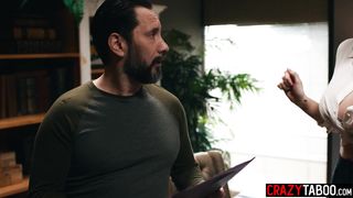 Little Puck fucks school principal and huge tits MILF enjoyed rough sex