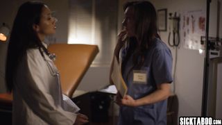 Lesbians Sinn Sage and Vicki Chase making out on duty to relieve stress