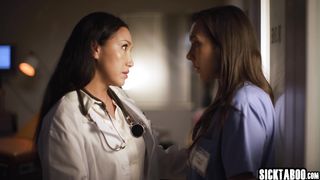 Lesbians Sinn Sage and Vicki Chase making out on duty to relieve stress