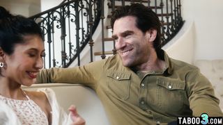 Petite latina teen Penelope Woods taboo fucked by her surprised stepdaddy