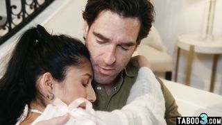 Petite latina teen Penelope Woods taboo fucked by her surprised stepdaddy