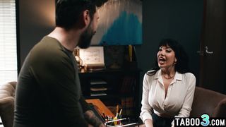 Naughty latina MILF housewife Little Puck seduces the big cocked director