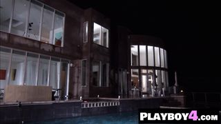 Sexy big tits babe posing in white lingerie and exposed stunning curvy body