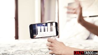 Big tits blonde teen Kenna James double penetration by horny MILF lesbians