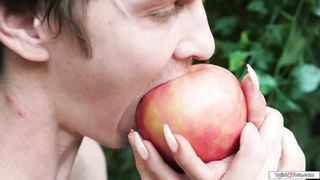 First trans woman Avery Lust anal fucked in garden of Eden