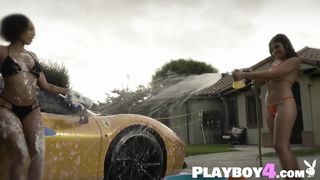 Ferrari 488 an four hot big tits and perfect big ass MILF babes together