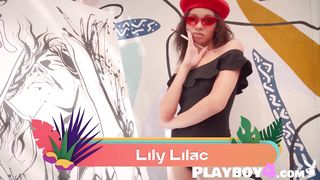 Petite ebony girl posed totally naked after hot Latin babe expossed hot ass