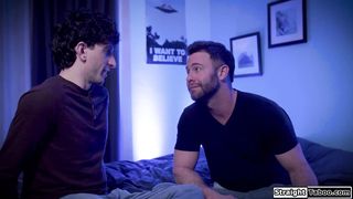 Stepdad sucked off by stepdaughters gf and his stepson joins