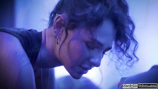 Stepdad sucked off by stepdaughters gf and his stepson joins