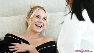 Busty latina is licking and fingering her friends wet pussy