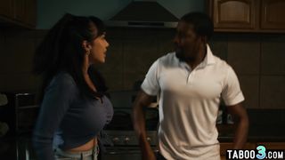 Busty latina MILF wife Little Puck fucking her husbands big black cock