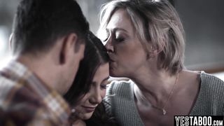 Busty MILF and husband threesome with friends Latina stepdaughter