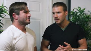 Horny masseurs focus on one client to fuck next to her wife