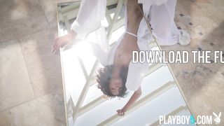 Mixed race petite body Playboy model Kyrah is absolutely stunning