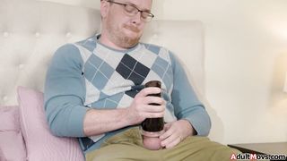 Im secretly masturbating on my dadinlaw using a stroker toy