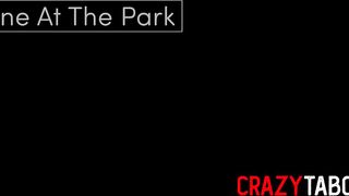 Surprising threesome sex for Little Puck with boyfriend and guy from bushes