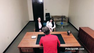 Big Latina boobies and pussies for the principals hard dick