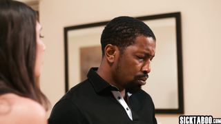 Latina knelt down suddenly and sucked huge black dick before rough sex