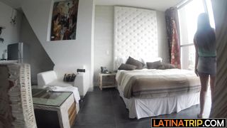 Horny big ass Latina teen twerking on big dick and gave a blowjob to friend