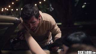 Night drive and hardcore threesome fucking with big tits MILF Little Puck