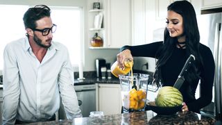 Big tits skinny Latina beauty silences a colleague by riding him