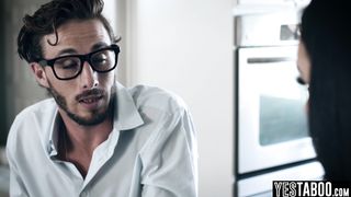 Big tits skinny Latina beauty silences a colleague by riding him