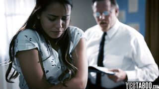 Mature big dick bishop purifies petite Latina teen by railing her