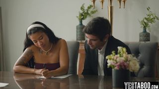 Big boobs Latina bride gets pounded by hubby in registrars office
