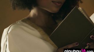 Glamorous naked Brazilian hottie Bruna Rocha touches her juicy ebony pussy