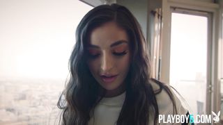 Petite latina teen Emily Willis rides a NFL football in apartment