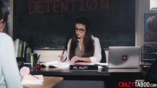 Sexy Latina student gets fucked hard by her classmate in front of teacher