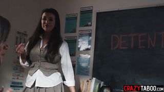 Sexy Latina student gets fucked hard by her classmate in front of teacher