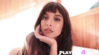 Beautiful Latina Steph exposing sexy body while posing in sexy lingerie