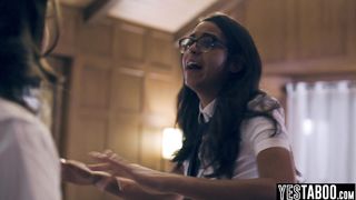 Innocent Latina teen got convinced into threesome with classmates