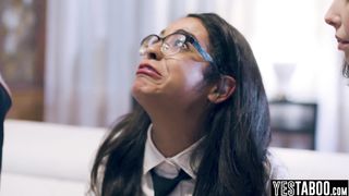 Innocent Latina teen got convinced into threesome with classmates