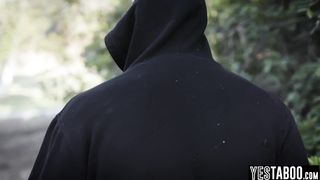 Homeless stalker watches hot Latina MILF get railed by a BBC stud