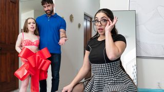 Horny big ass Latina gets fucked as a gift for petite teen stepdaughter